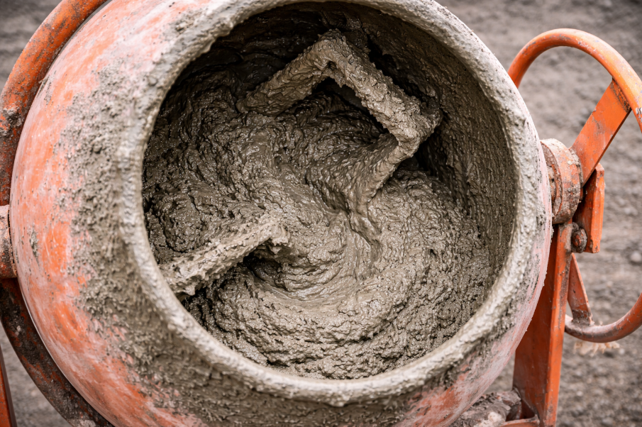 процесс замеса бетона